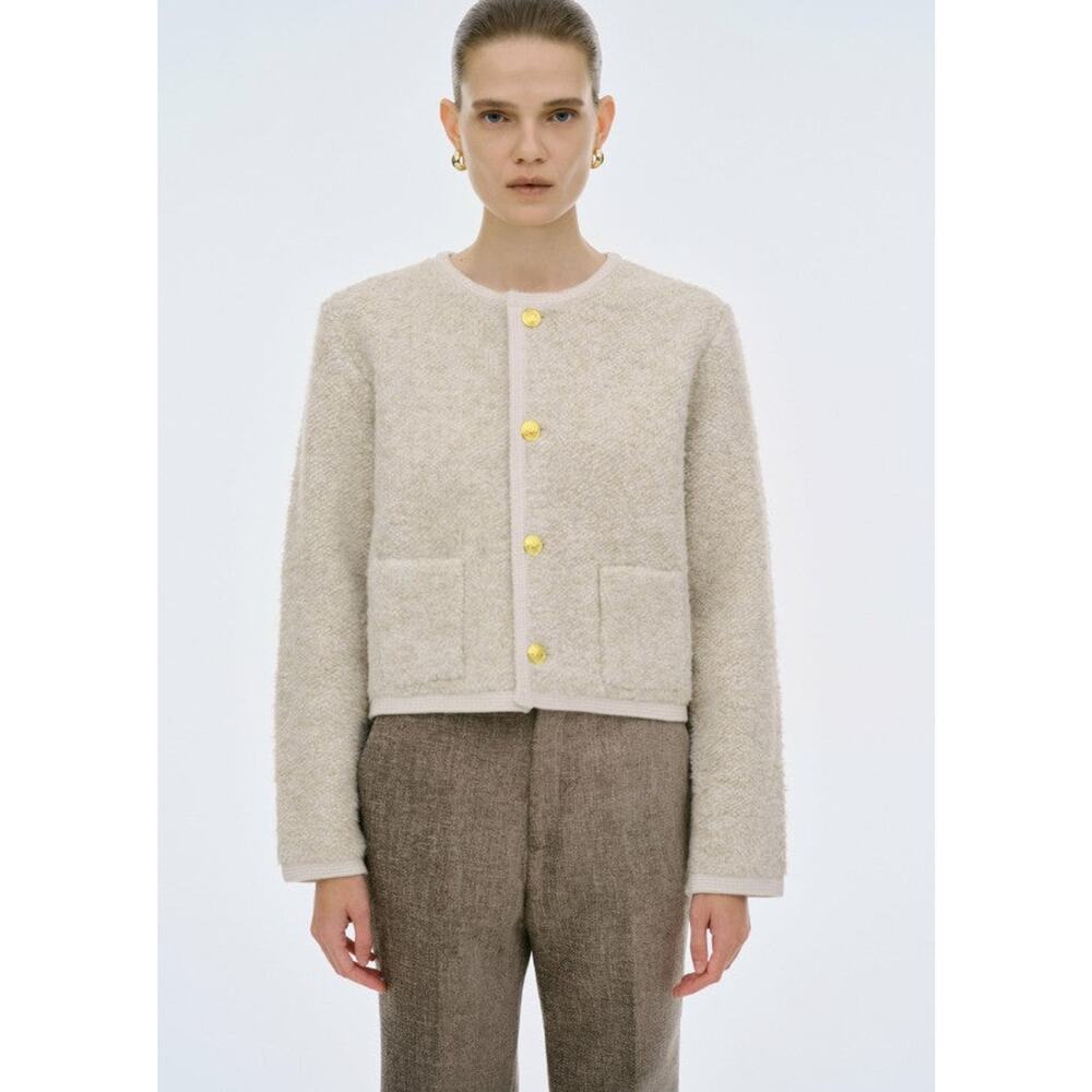 Source Unknown Mogador Shearing Wool Cardigan Bei… - image 1
